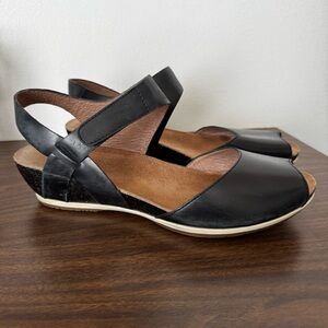 Dansko Black Leather Open-Toe Slingback Sandals